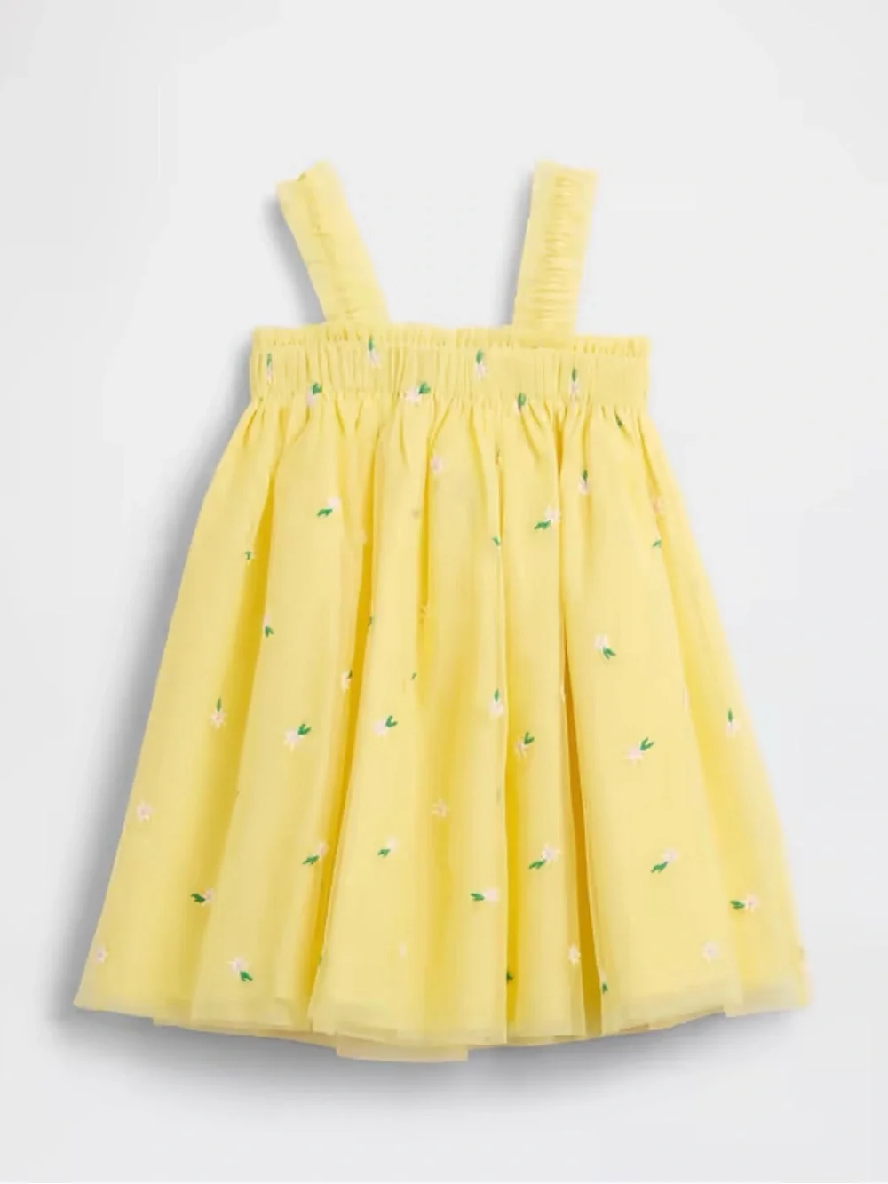 GAP Baby Yellow Ruffle Sundress with Floral Accents